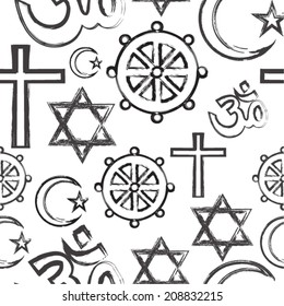 abstract seamless patterns with religion symbols