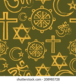 abstract seamless patterns with religion symbols
