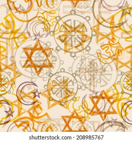 abstract seamless patterns with religion symbols