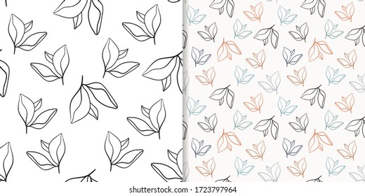 Abstract seamless patterns set with floral design