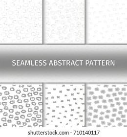 Abstract seamless patterns set. Lines nets vector background collection.