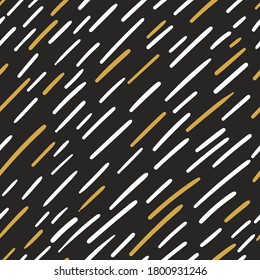 Abstract seamless patterns with stripes of different lengths in Scandinavian style on a dark background. Vector illustration for fabrics, clothing, packaging paper, children's clothing, printing, deco