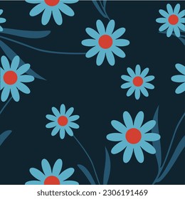 abstract  seamless patterns with vintage flowers. Retro floral vector background surface design, textile, stationery, wrapping paper, covers. 60s, 70s, 80s style