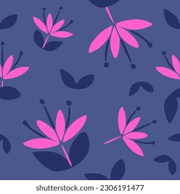 patrones abstractos sin fisuras con flores vintage. Diseño retro de superficie de fondo vectorial floral, textil, papelería, papel envolvente, cubiertas. Estilo de los años 60, 70 y 80