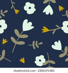 abstract  seamless patterns with vintage flowers. Retro floral vector background surface design, textile, stationery, wrapping paper, covers. 60s, 70s, 80s style