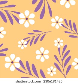 abstract  seamless patterns with vintage flowers. Retro floral vector background surface design, textile, stationery, wrapping paper, covers. 60s, 70s, 80s style