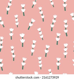 Abstract seamless patterns with vintage groovy daisy flowers on pink background. Retro floral vector background surface design, textile, stationery, wrapping paper, covers. 60s, 70s, 80s style