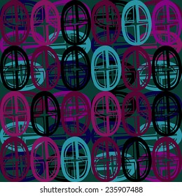 Abstract seamless pattern.Vector illustration. Hand drawn ellipse windows.