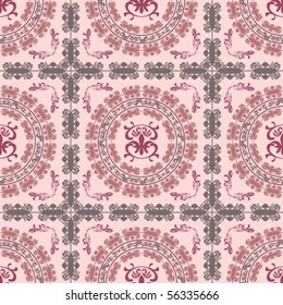Abstract seamless pink floral pattern. Retro background