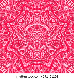 Abstract seamless pink laced design. Geometric pattern with hearts. Background for wedding invitation