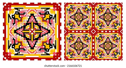 Abstract Seamless Pixel Pattern Design Ideal for silk scarf, kerchief, bandana, neck wear, shawl, hijab, fabric, textile, wallpaper, carpet, blanket, ceramics, or tiles. Artwork for fashion printing. 