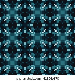 Abstract seamless Pixel pattern. Vector illustration. Pattern for hand-made ceramics, craft furniture, auto, upholstery, packaging of cosmetics, bedding, scarf, interior design of restaurant. pattern