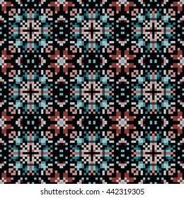 Abstract seamless Pixel pattern. Vector illustration. Pattern for hand-made ceramics, craft furniture, auto, upholstery, packaging of cosmetics, bedding, scarf, interior design of restaurant. pattern