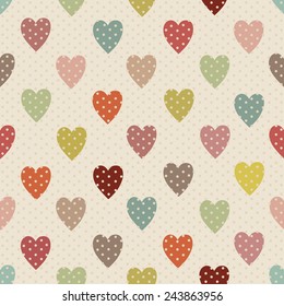 Abstract seamless polka dot pattern with colorful heart