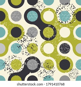 Abstract seamless polka dots pattern in retro colors. Retro design. Vector shabby geometric pattern can be used for ceramic tile, wallpaper, linoleum, textile, web page background