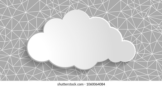 Abstract seamless polygonal global network Web geometric background with minimal round text box comruting cloud banner design illustration
