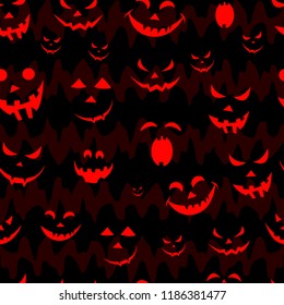 Abstract seamless pumpkin pattern for girls,boy, kids, halloween, clothes. Creative vector halloween pattern with pumpkin scary face, smile. Funny pumpkin pattern for textile and fabric. Fashion style