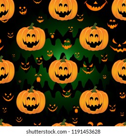 Abstract seamless pumpkin pattern for girls,boy, kids, halloween, clothes. Creative vector halloween pattern with pumpkin scary face, smile. Funny pumpkin pattern for textile and fabric. Fashion style