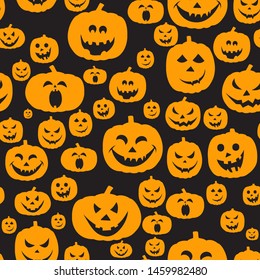 Abstract seamless pumpkin pattern for girls,boy, kids, halloween, clothes. Creative vector halloween pattern with pumpkin scary face, smile. Funny pumpkin pattern for textile and fabric. Fashion style