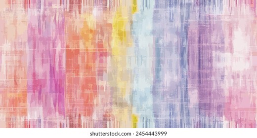 Abstract seamless rainbow stripes  line pattern with hand drawn doodle background.colors. Distressed texture of weaving fabric. Vector fabric texture.