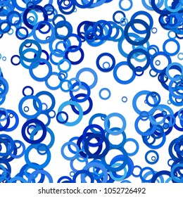 Abstract seamless random circle pattern background - vector design from blue rings with shadow effect