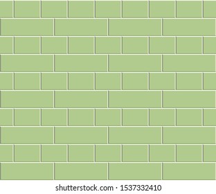 Abstract seamless rectangle pattern. Light green ceramic floor tiles. Concrete brick wall texture, vector illustration