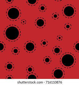 Abstract seamless red background design texture with circle round lady-bird elements. Creative vector endless pattern with small shapes ladybug circles. Simple soft geometrical tile image for textile.