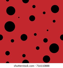 Abstract seamless red background design texture with circle round lady-bird elements. Creative vector endless pattern with small shapes ladybug circles. Simple soft geometrical tile image for textile.