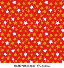 Abstract seamless red background with stars. Pattern for fabric or clothing. Vector