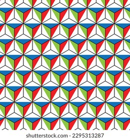 abstract seamless red blue and green geometric pattern.
