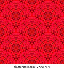 Abstract Seamless Red Geometric Vector Pattern. Vintage Wallpaper Background. Mosaic Texture for Textile Print