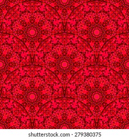 Abstract Seamless Red Geometric Vector Pattern. Vintage Wallpaper Background. Mosaic Texture for Textile Print