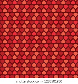 Abstract Seamless Red Hearts Pattern - Valentine's Day Card or Background Vector Design
