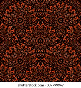 Abstract Seamless Red Orange Black Geometric Vector Pattern. Vintage Wallpaper Background. Mosaic Texture for Textile Print
