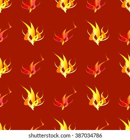 Abstract seamless red, orange and yellow pattern with fire and flames