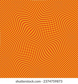 abstract seamless red yellow check wavy pattern.