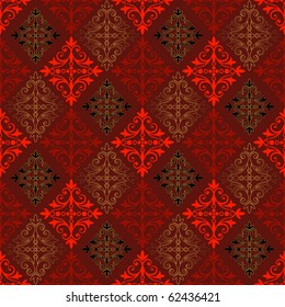Abstract seamless red-black-gold vintage pattern (vector)