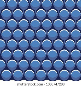 Abstract seamless repeat of circle shapes in blue and white. Modern geometric vector design background ideal for fabric, wallpaper and stationery designs.