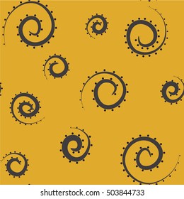 Abstract seamless repeat on a yellow background. Simple vector illustration with isolated swirls.