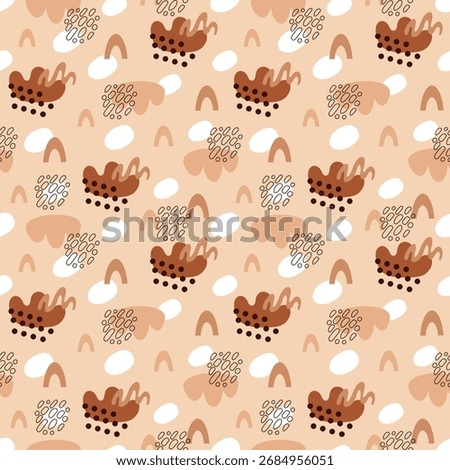 Abstract seamless repeat pattern, pastel organic forms and spots. Modern trending background. Minimalist design
