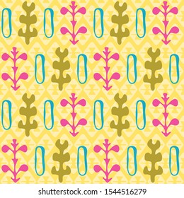 abstract seamless repeat pattern with plants