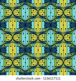 Abstract seamless repeat with stylized umbel plants. Vector illustration