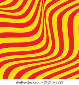 abstract seamless repeatable diagonal yellow wave line pattern on red.