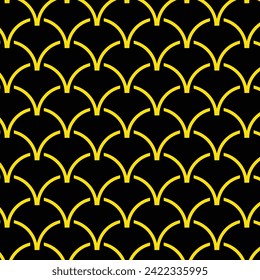 abstract seamless repeatable yellow mermaid scale pattern on dark.