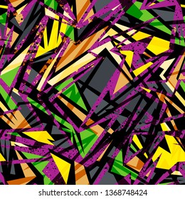 Abstract seamless repeated backdrop for sport textile, fashion clothes, wrapping paper. Grunge geometric repeats backdrop. graffiti style ornament