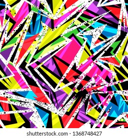 Abstract seamless repeated backdrop for sport textile, fashion clothes, wrapping paper. Grunge geometric repeats backdrop. graffiti style ornament