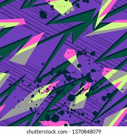 Abstract seamless repeated backdrop for sport textile, fashion clothes, wrapping paper. Grunge geometric repeats backdrop. graffiti style ornament