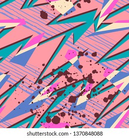 Abstract seamless repeated backdrop for sport textile, fashion clothes, wrapping paper. Grunge geometric repeats backdrop. graffiti style ornament