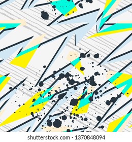Abstract seamless repeated backdrop for sport textile, fashion clothes, wrapping paper. Grunge geometric repeats backdrop. graffiti style ornament