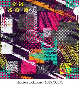 Abstract seamless repeated backdrop for sport textile, fashion clothes, wrapping paper. Grunge geometric repeats backdrop. graffiti style
